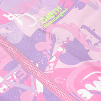Girls Pink Abstract Printed Hooded Zipper Jacket Coats & Jackets