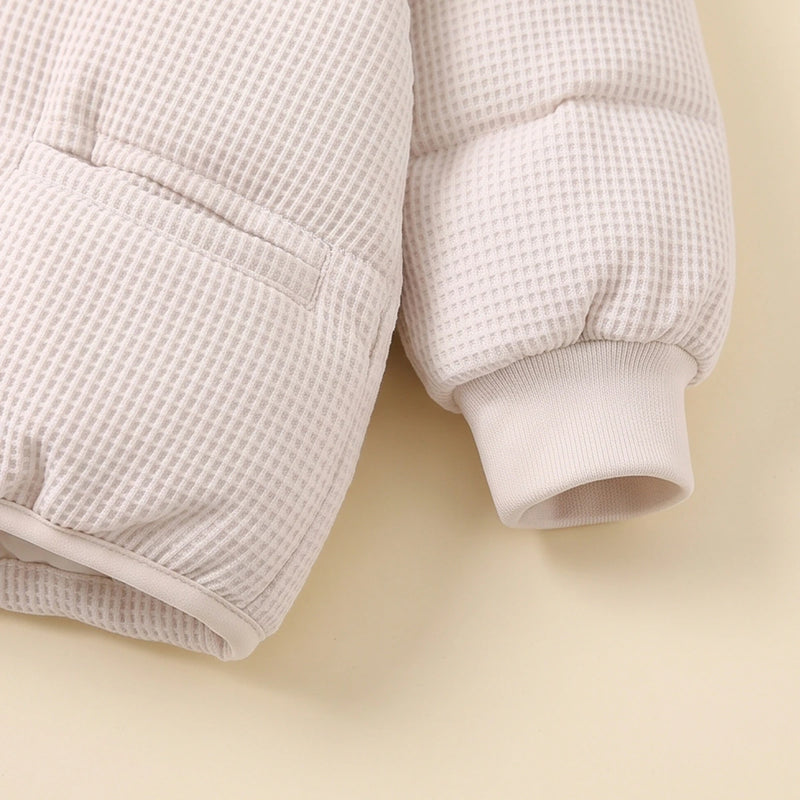 Boys Off White Textured Hooded Zip-up Jacke Coats & Jackets