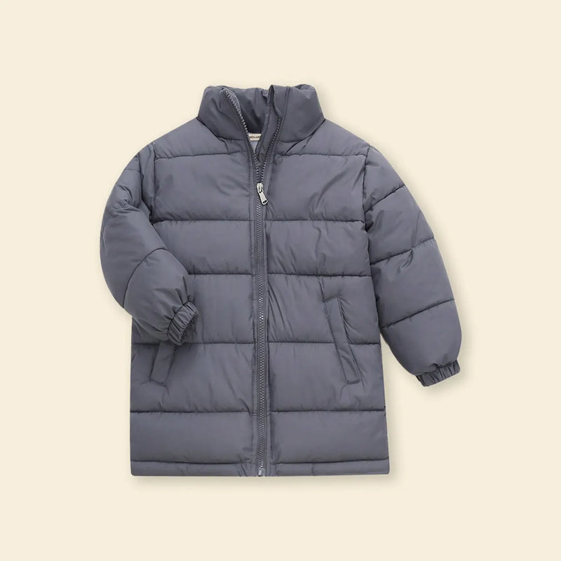 Girls Grey Quilted High-neck Puffer Jacket With Side Pockets Coats & Jackets Grey 3-4 Y