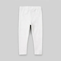 Girls Off White Solid Ankle Length Leggings Leggings & Tights