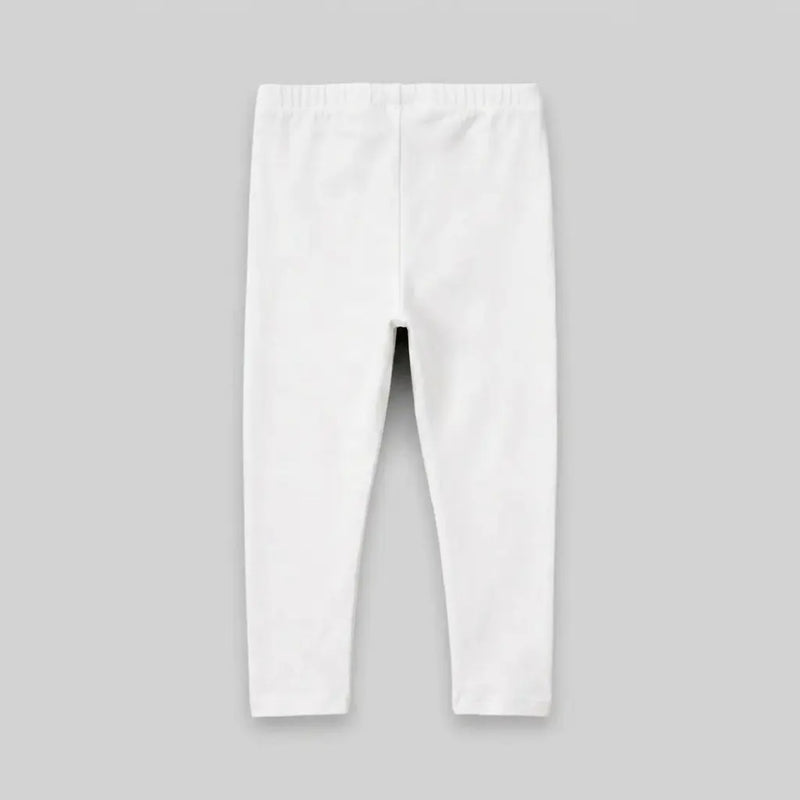 Girls Off White Solid Ankle Length Leggings Leggings & Tights