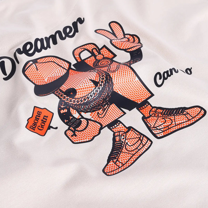 Boys Beige Graphic Short Sleeve T-Shirt With Elasticated Cargo Shorts Sets Sets