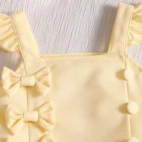 Girls Yellow Bow Applique Top With Skort Sets 2 pc. Sets