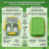 Kids Green Daily Fresh 3-Compartment Lunch Box Trending Accessories