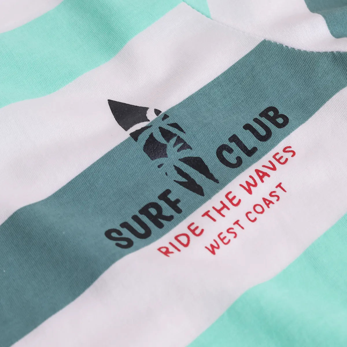 Boys Green Stripes And Graphic Print T-Shirt With Elasticated Shorts Sets 2 pc. Sets