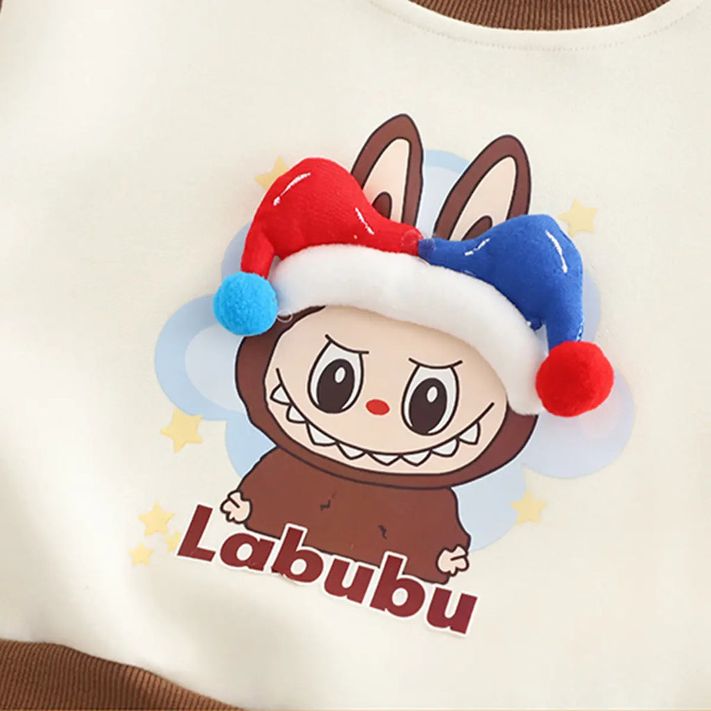 Boys Brown Graphics Printed Sweatshirt With Jogger Sets Sets
