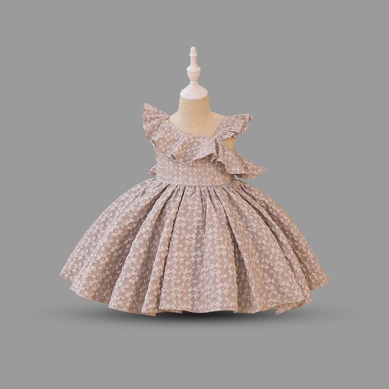 Girls Sleeveless Textured Party Wear Dress Party Dresses Gray 1-2 Y 