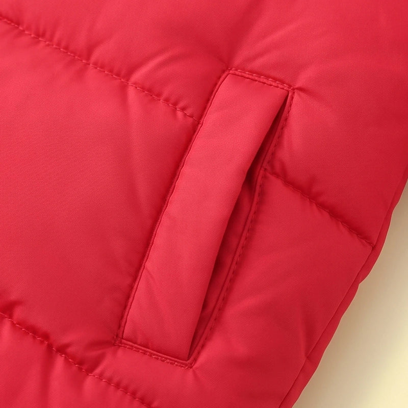 Boys Red Bear Ear On Hood Zip-up Puffer Jacket Coats & Jackets