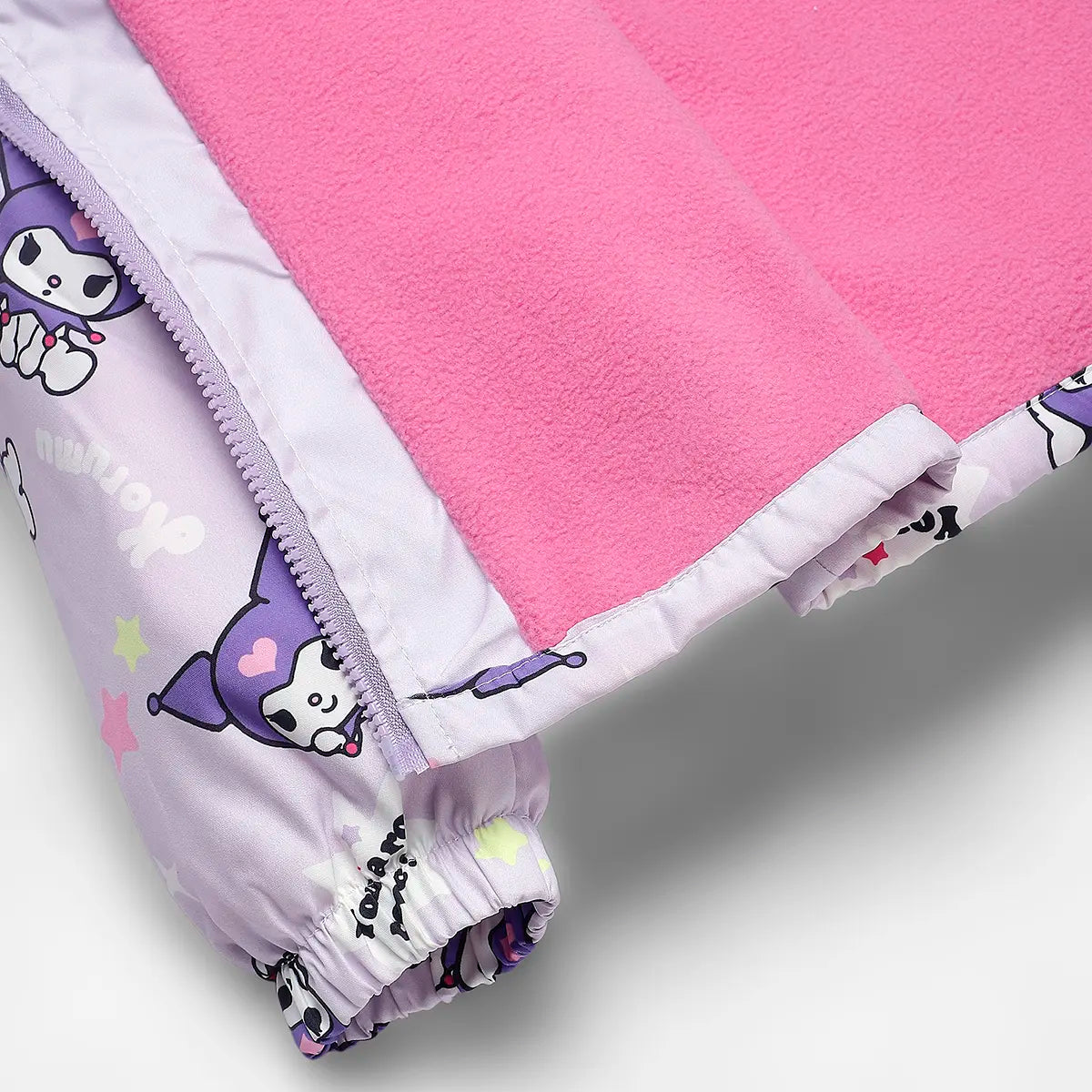 Girls Purple Kuromi Cartoon Printed Hooded Zipper Jacket Coats & Jackets