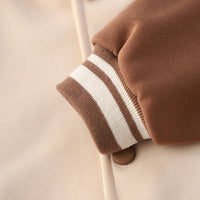Boys Brown Solid Varsity Jacket With Printed T-Shirt & Joggers Set Sets