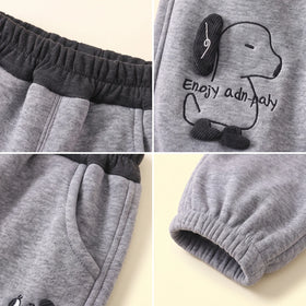 Boys Grey Embroidered Jogger Joggers