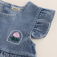 Girls Blue Solid Denim Tunic With T-Shirt & Denim Pants Set 2 pc. Sets