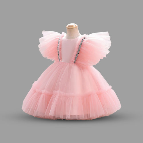 Girls Flying Sleeve Flared Party Dress Party Dresses   