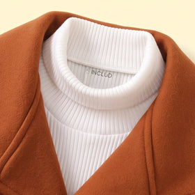 Girls Brown Solid Long Sleeve Trench Coat Coats & Jackets