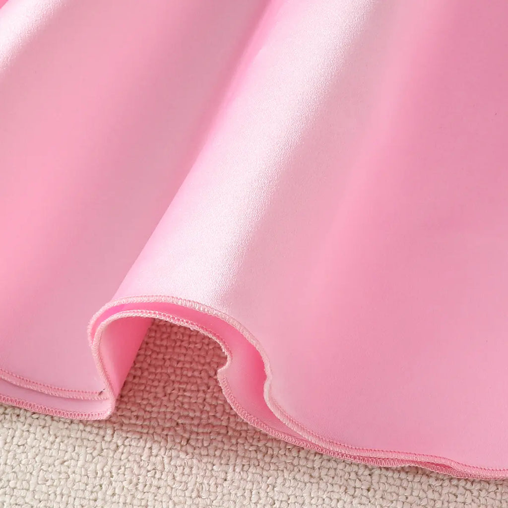 Girls Pink 3D Flower Applique Fit & Flare Party Wear Dress Party Dresses