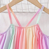 Girls Multicolor Rainbow Stripes Pleated Top & Wide-leg Pants Co-ord Sets Sets