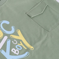 Boys Green Typographic Printed Short Sleeve T-Shirt With Elasticated Shorts Sets Sets