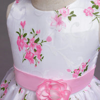 Girls Light Pink Floral Print Fit & Flare Party Wear Dress Party Dresses
