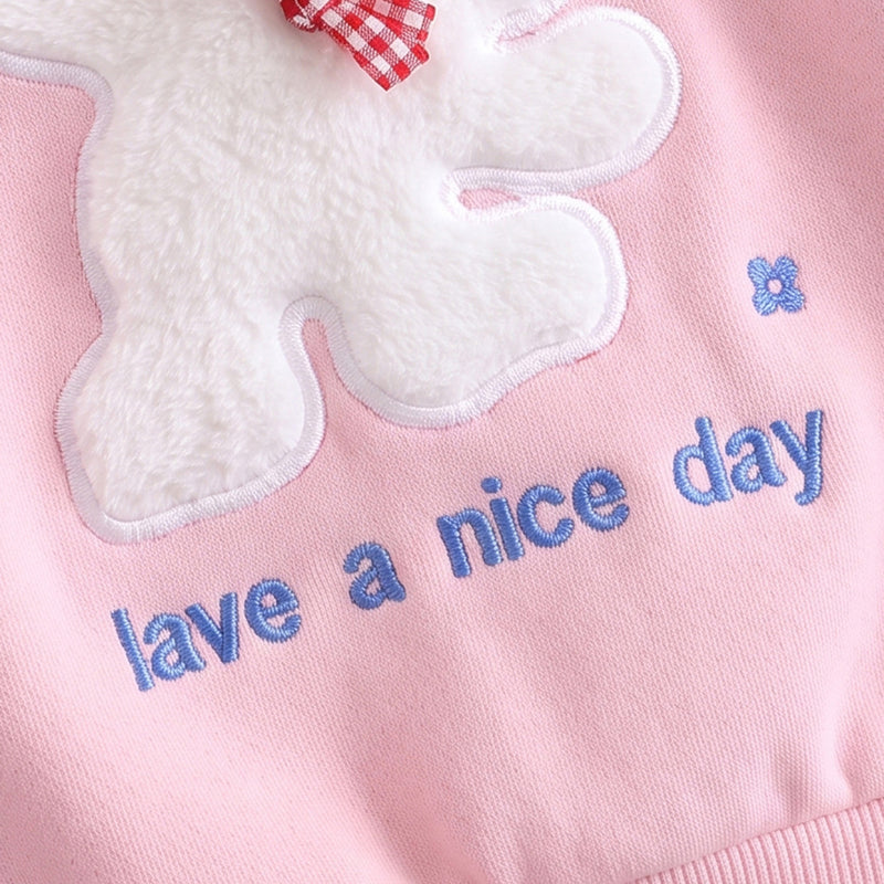 Girls Pink Bunny Applique Sweatshirt & Pants Sets Sets