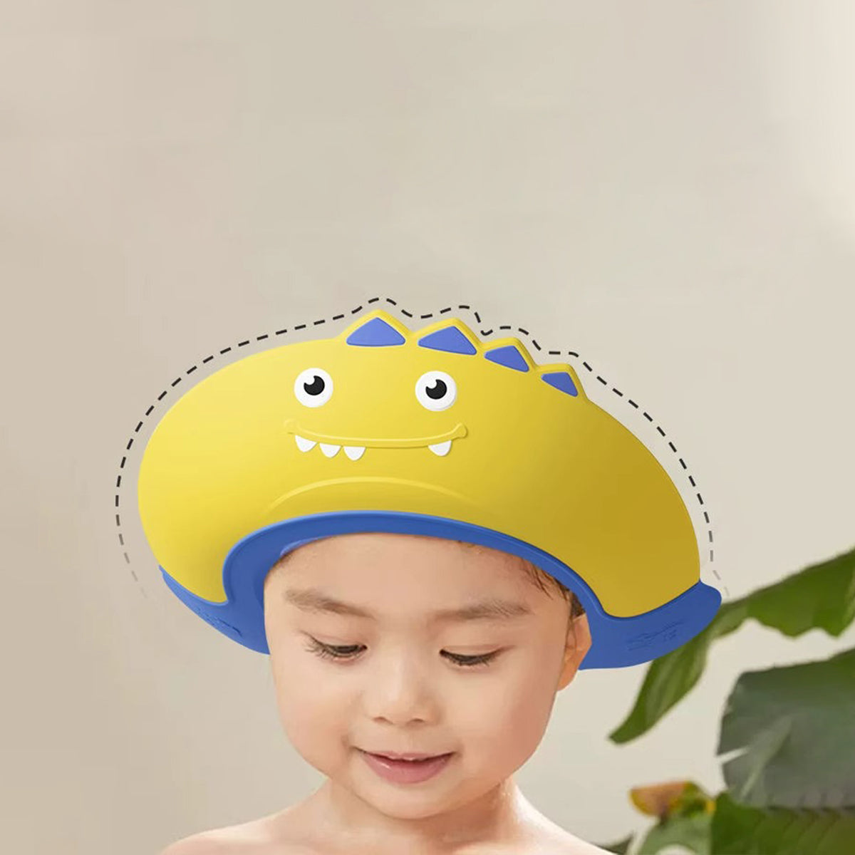 Baby Yellow Dinosaur Shower Cap with Water Guard Trending Accessories