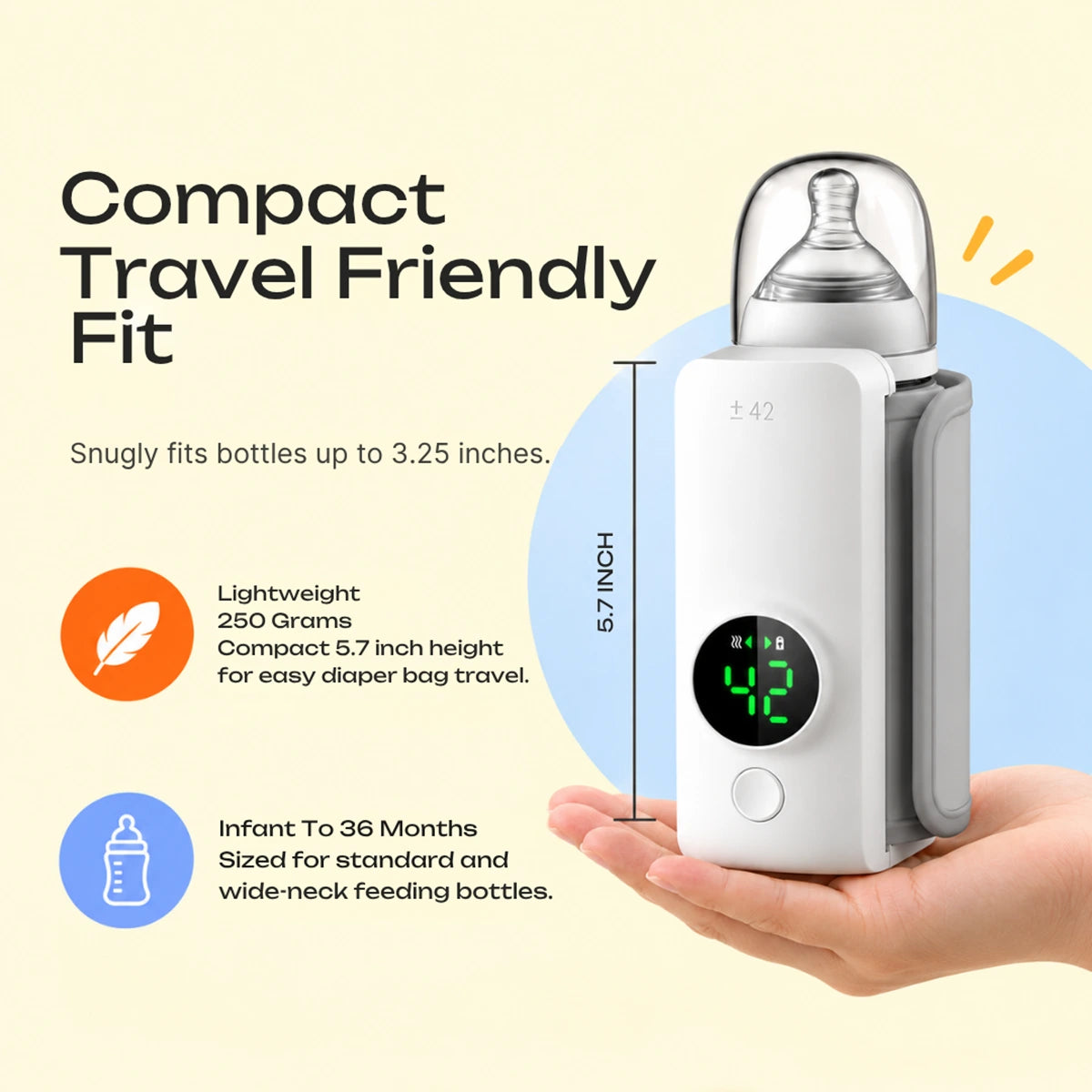 Portable Baby Bottle Warmer for 0-3 Years - LED Display & USB Rechargeable Trending Accessories