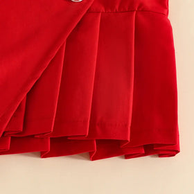 Girls Red Sleeveless Top With Pants Co-ord Sets Sets