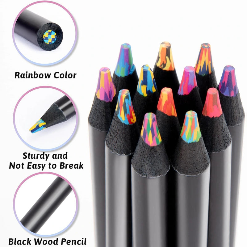 7-in-1 Rainbow Coloured Pencils Pack of 12-7 Color-in-1 Multicolour Drawing Pencils for Kids Sketching & Colouring Trending Accessories