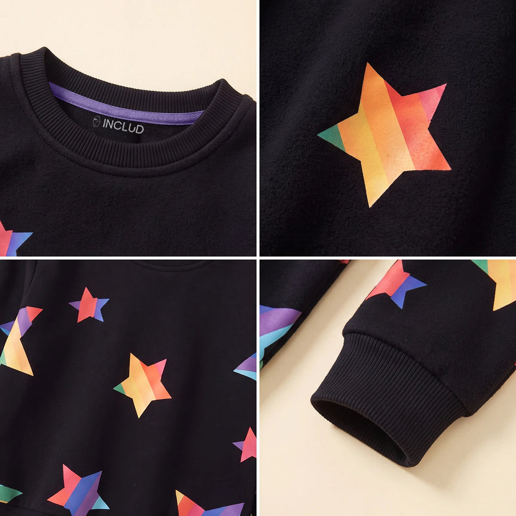 Boys Black Star Print Round Neck Sweatshirt Sweatshirts & Hoodies