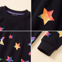 Boys Black Star Print Round Neck Sweatshirt Sweatshirts & Hoodies