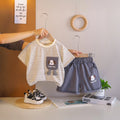Boys Grey Striped Short Sleeve T-Shirt With Shorts Sets 2 pc. Sets Grey 1-2 Y