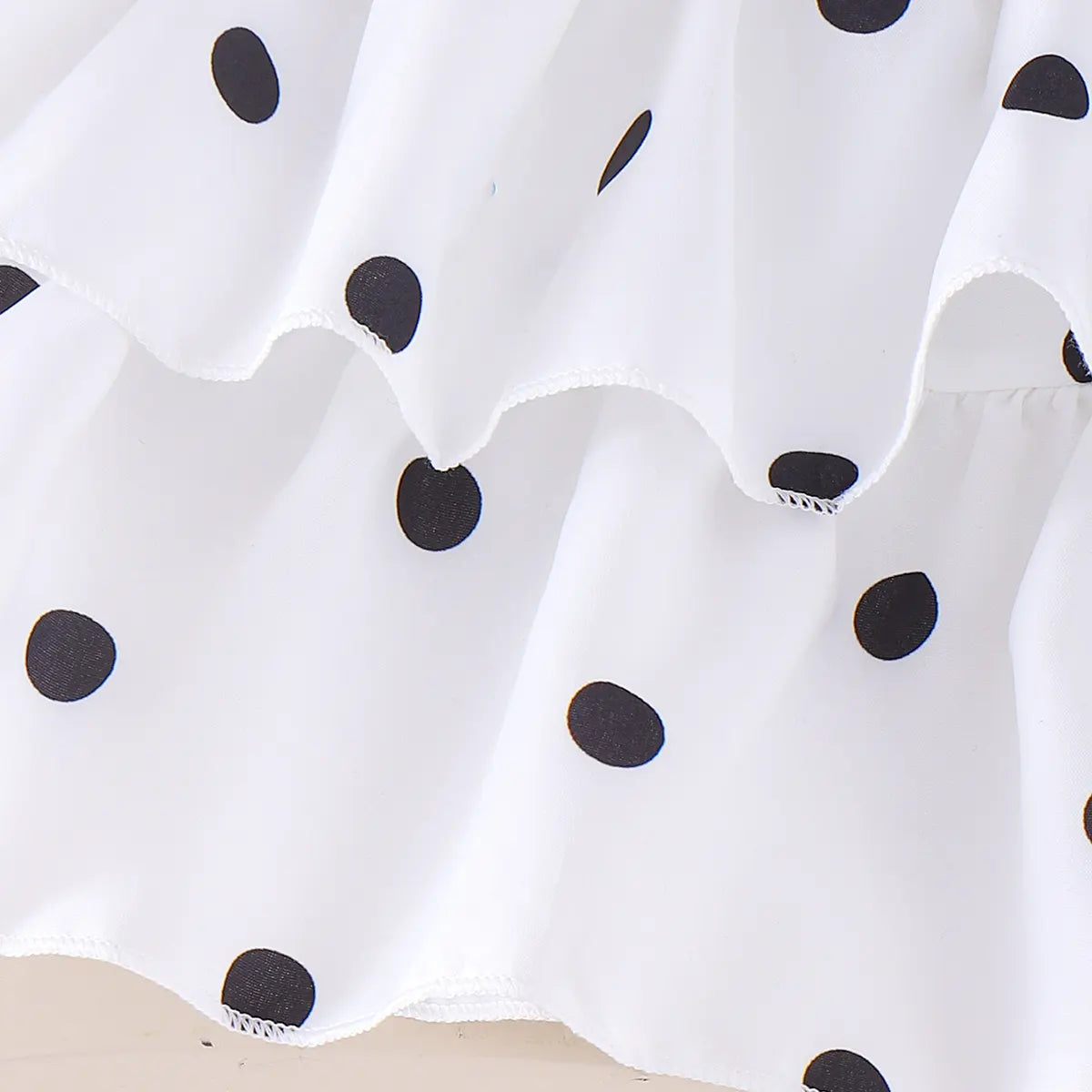 Girls White Polka Dot Print Sleeveless Top With Skirt Sets 2 pc. Sets