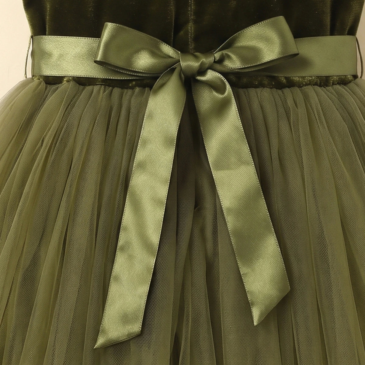 Girls Olive Green Sleeveless Fit & Flare Party Dress Party Dresses
