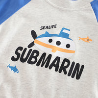 Boys Blue Submarine Printed Raglan Sleeves T-Shirt With Shorts Set 2 pc. Sets