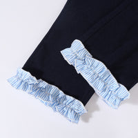 Girls Navy Blue Stripes Top With Pants Sets 2 pc. Sets