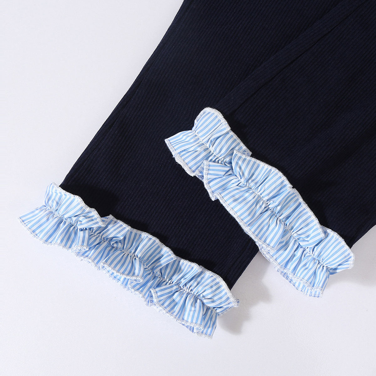 Girls Navy Blue Stripes Top With Pants Sets 2 pc. Sets