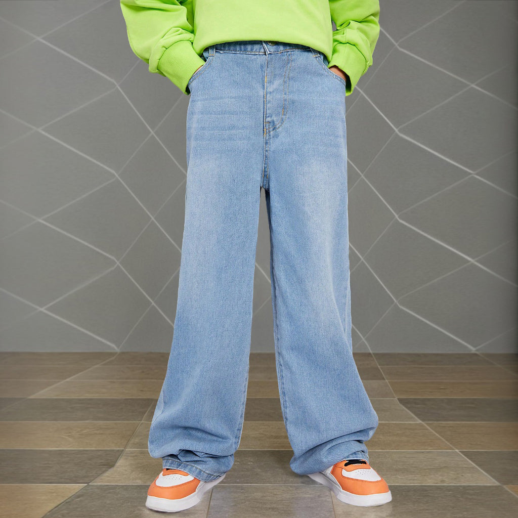 Boys Blue Elasticated Waist Denim Pants Pants