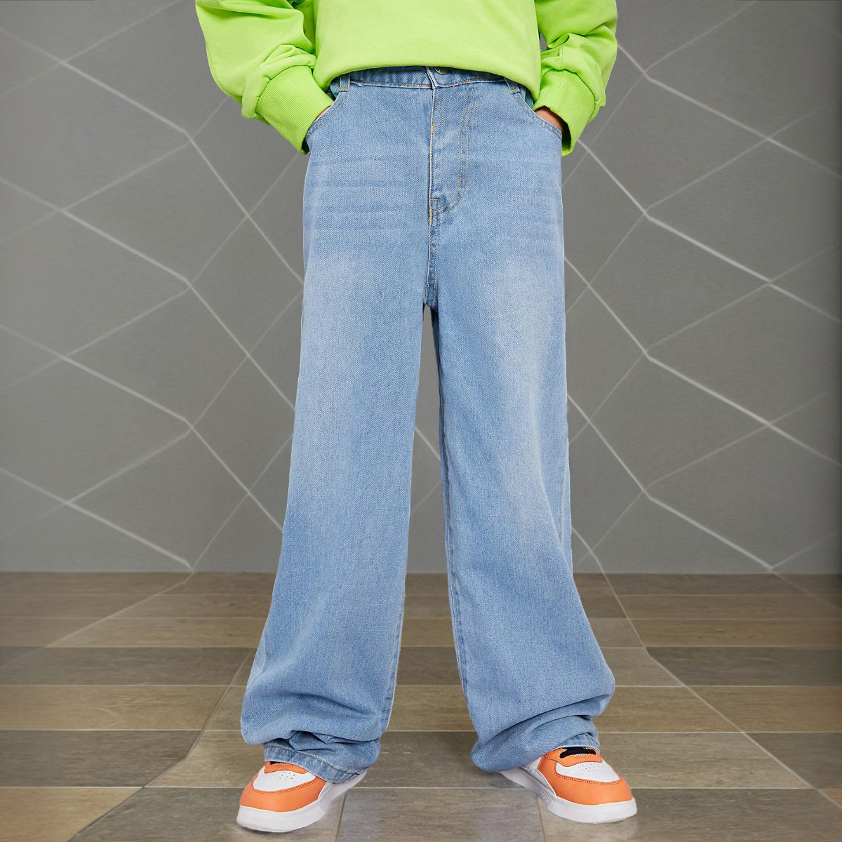 Boys Blue Elasticated Waist Denim Pants Pants