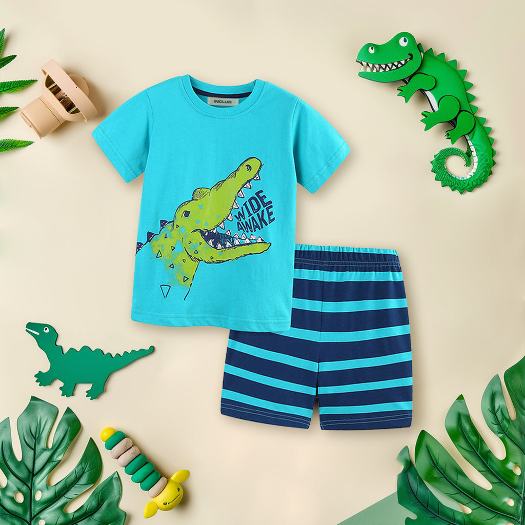 Boys Crocodile Print T-Shirt With Shorts Set