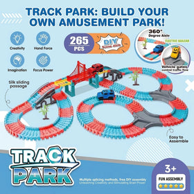 265 PCS DIY Flexible -Electric Rail Car Track with Suspension Bridge- STEM Educational Toy for Boys & Girls Trending Accessories