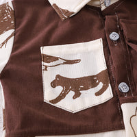 Boys Brown Animals Printed Shirt With Pant Set 2 pc. Sets