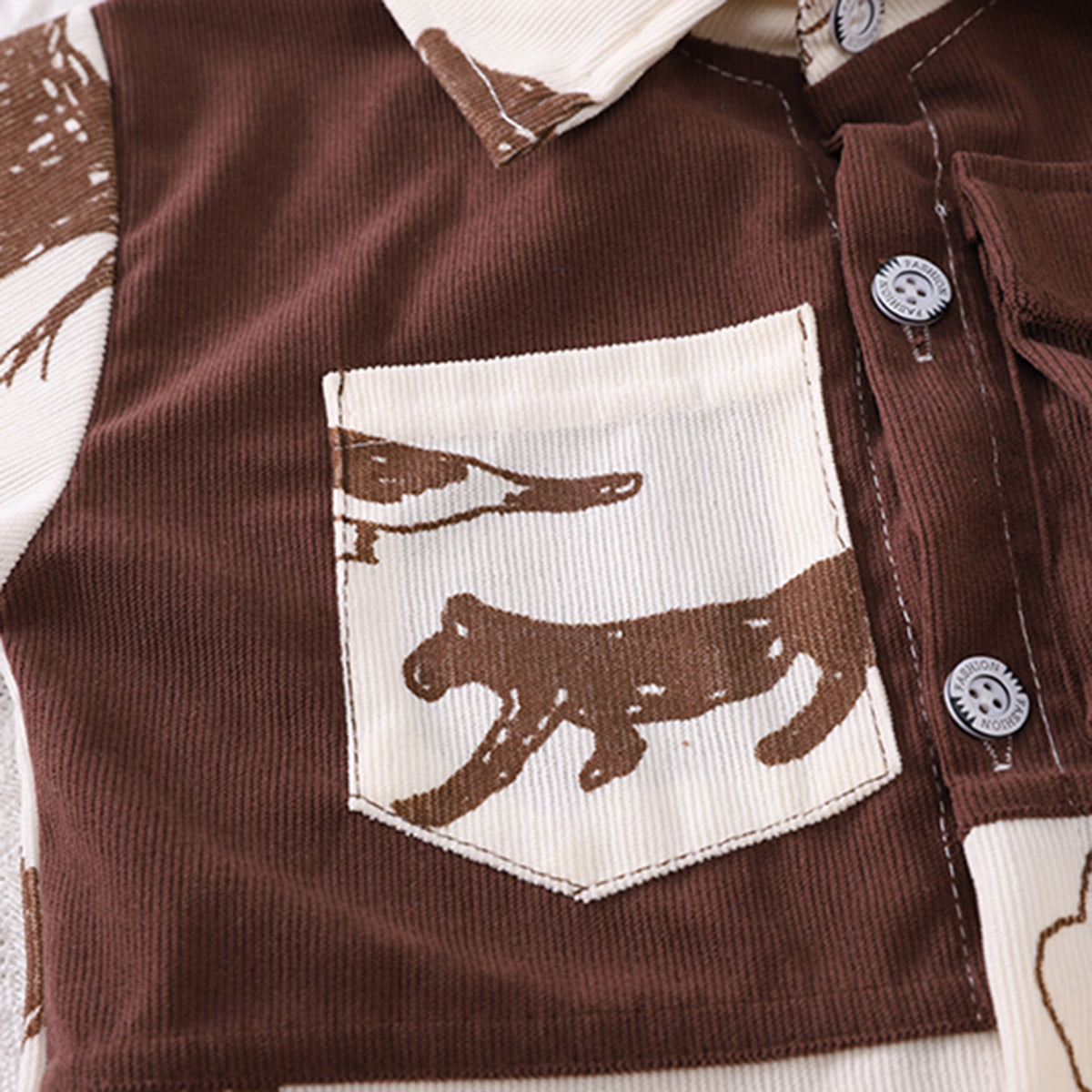 Boys Brown Animals Printed Shirt With Pant Set 2 pc. Sets