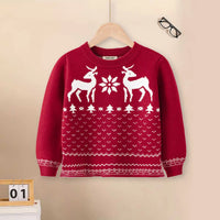 Girls Cute Christmas Reindeer Jacquard knit Sweater Sweaters & Cardigans
