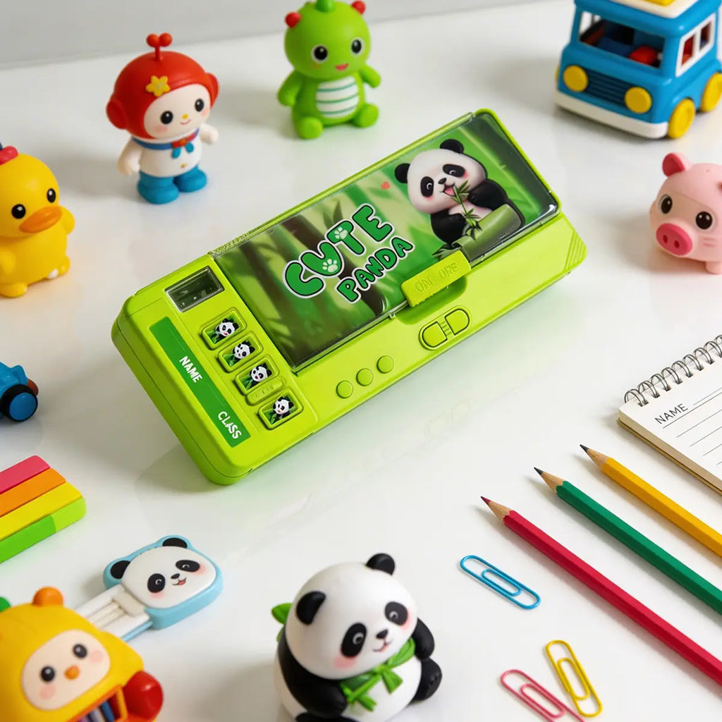 Panda Theme Magnetic Pencil Box Multi-Compartment School Stationery Box Trending Accessories