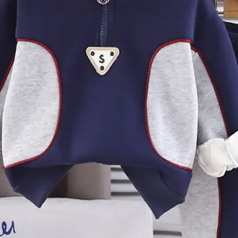 Boys Navy Blue Color-blocked Sweatshirt With jogger Co-ord Sets Sets