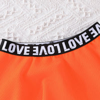 Girls Neon Orange Sleeveless Crop Top With Flared Skirt Set 2 pc. Sets