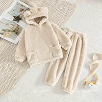 Girls Apricot Polar Fleece Hooded Jacket With Jogger Co-ord Sets Sets Apricot 1-2 Y