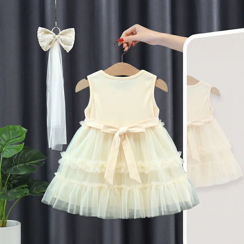 Girls Yellow Sequins Embellished Sleeveless Tiered Party Dress Party Dresses