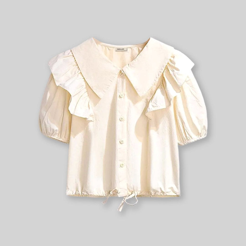 Girls Ruffle Shirt With Flared Skirt Set Sets   