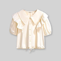 Girls Ruffle Shirt With Flared Skirt Set Sets   