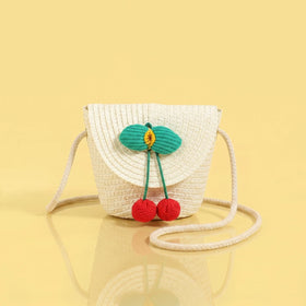 Girls White Cherry Embellished Straw Sling Bag Sling Bags White Onesize